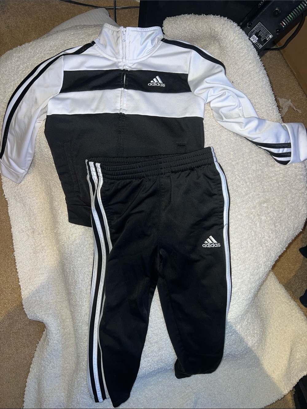 adidas Black & White Kids Track Jacket and Joggers Set 4T